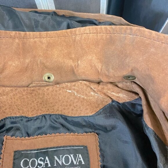 Vintage Cosa Nova Long Brown Leather Coat L - Picture 9 of 16